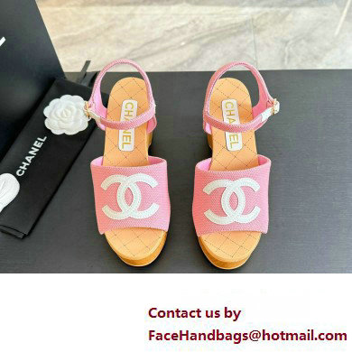 Chanel Fabric  &  Patent Calfskin Sandals G45555 Pink 2024